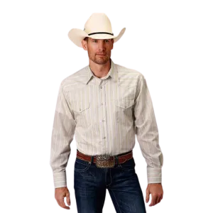 Roper Men's Western Stripe White Shirt