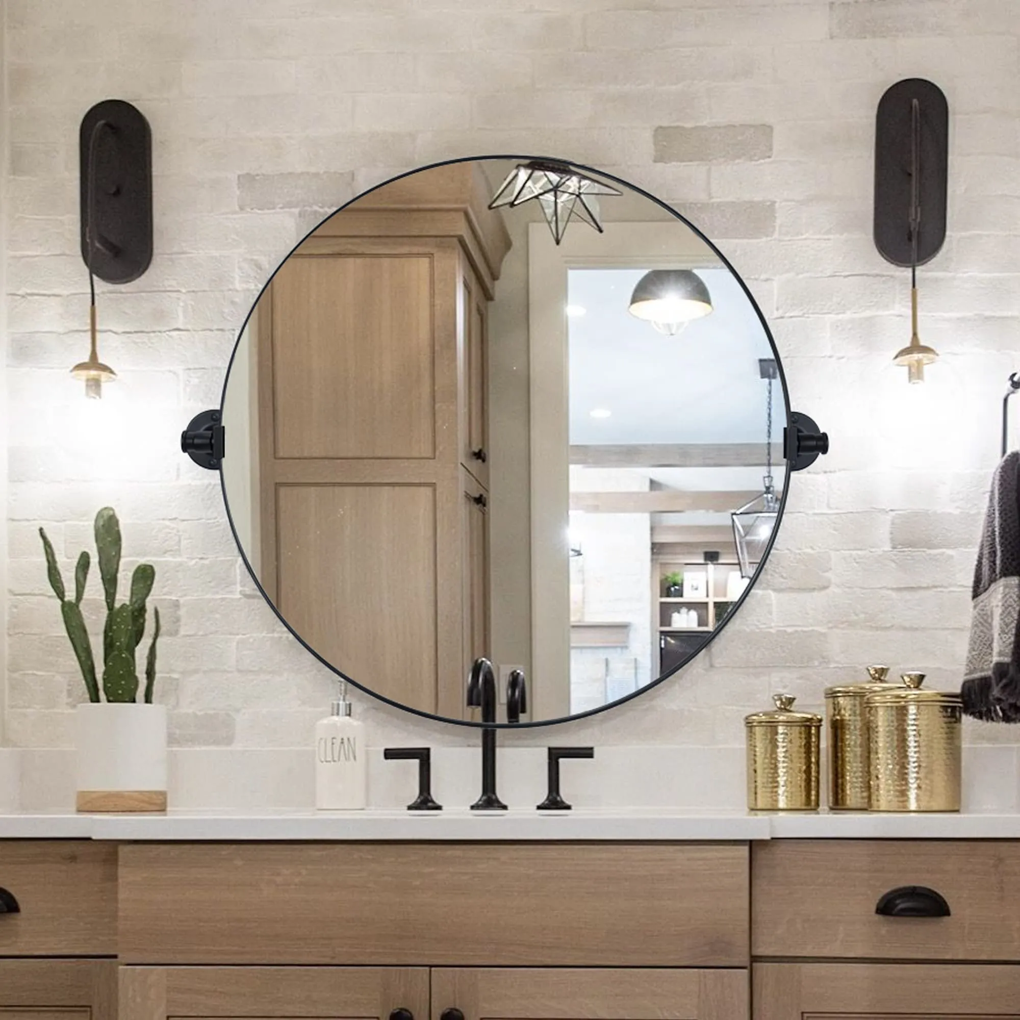 Round Pivot Bathroom Vanity Mirror