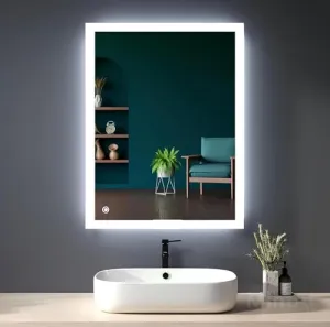 SANIF® Premium Glass Led Rectangular Wall mounting Bathroom Mirror (24 X 18 Inch, 01_Warm Light, Unframed)