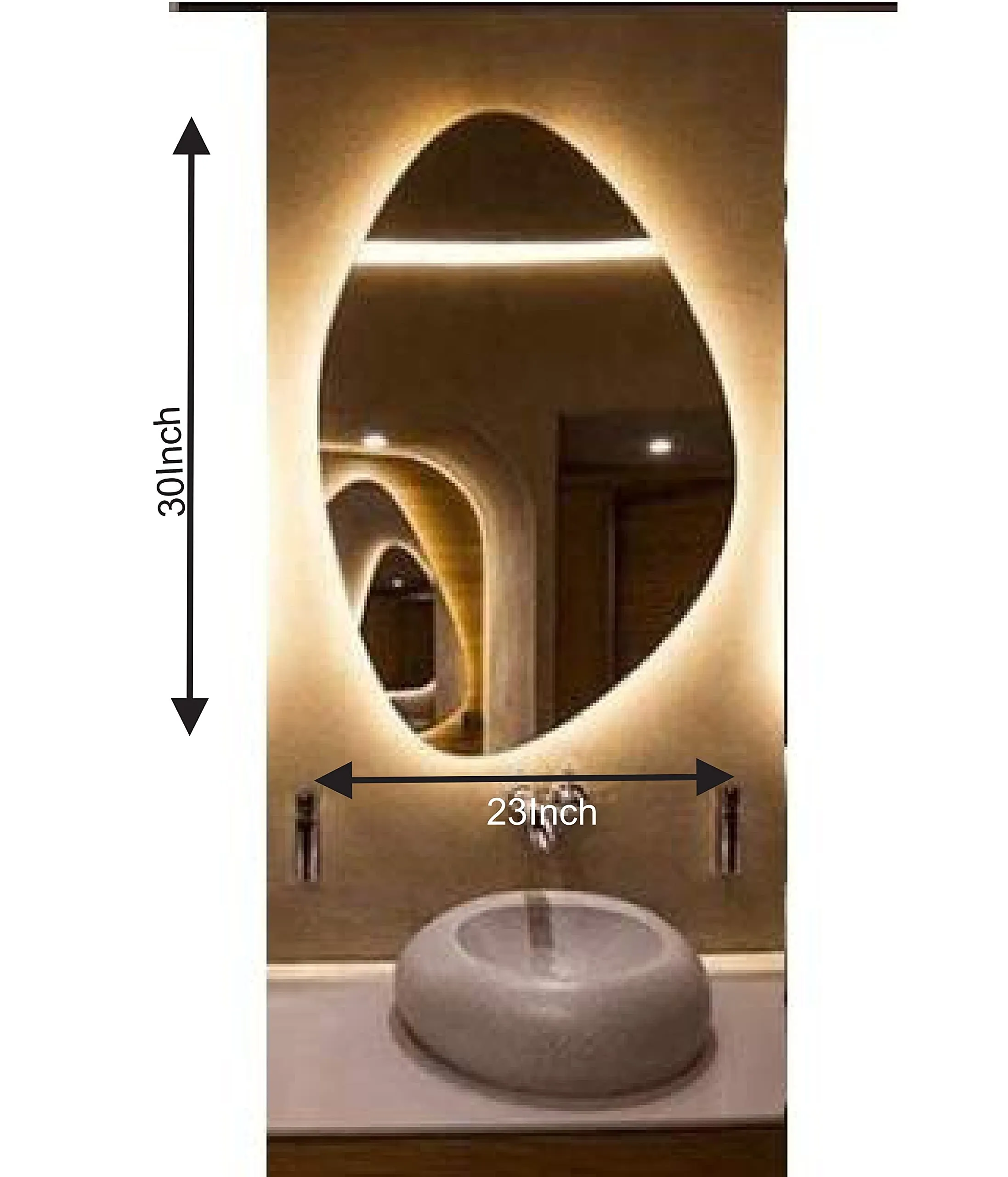 SmileSellers Led Mirror Beautiful Modern Glass Mirror Lights with Imported Touch Sensor Led Home Mirror, Backlit Led Mirror(30x21 Inch)