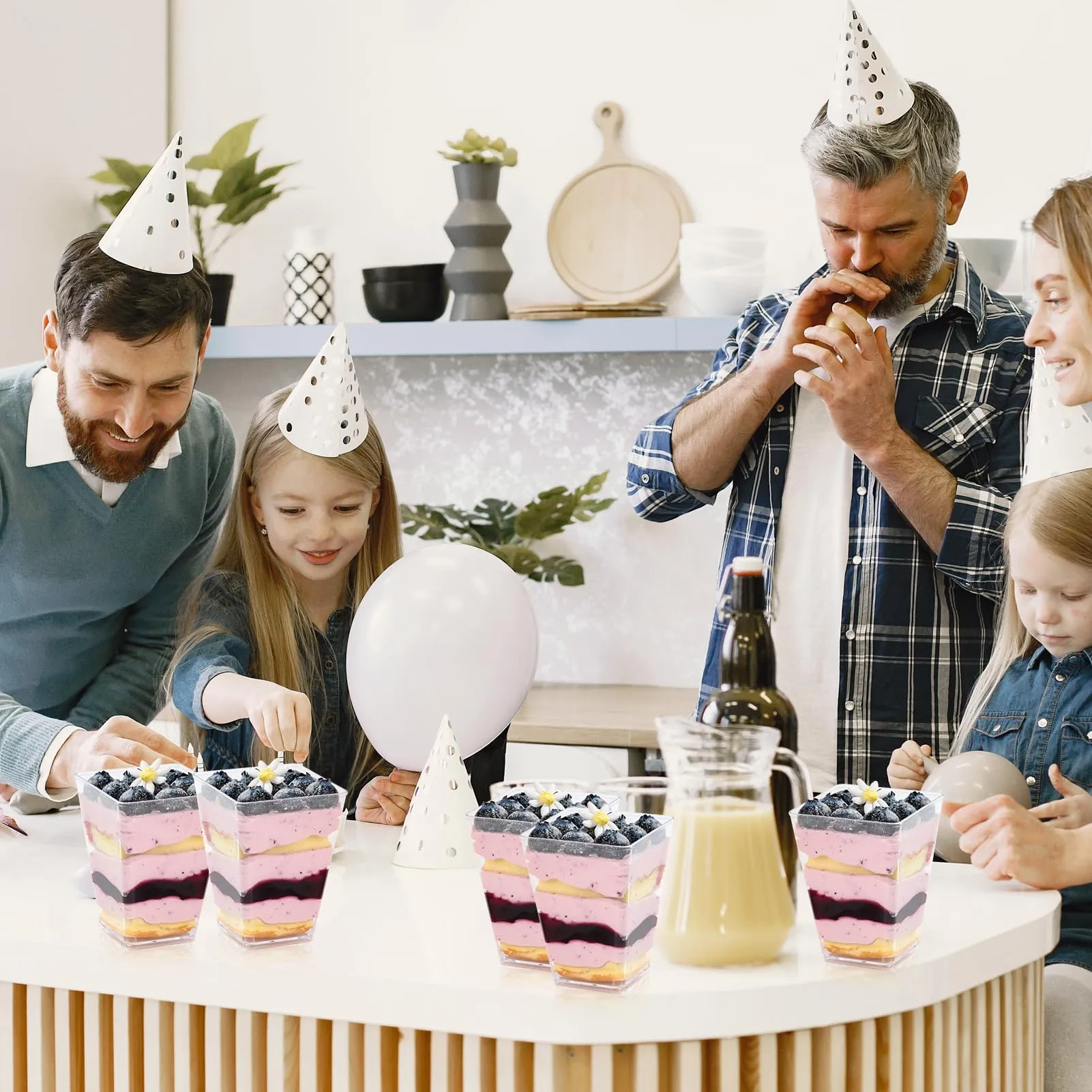 Square Dessert Cups with Spoons and Lids