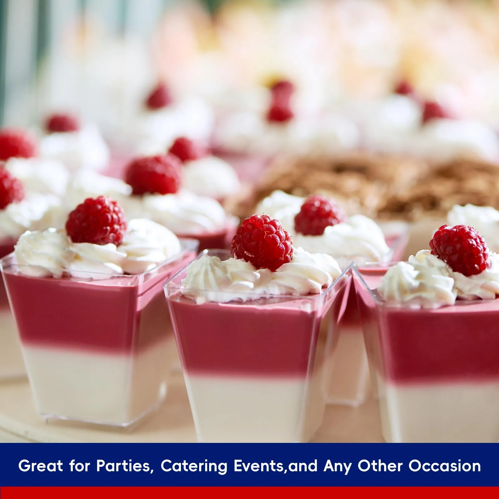 Square Dessert Cups with Spoons and Lids