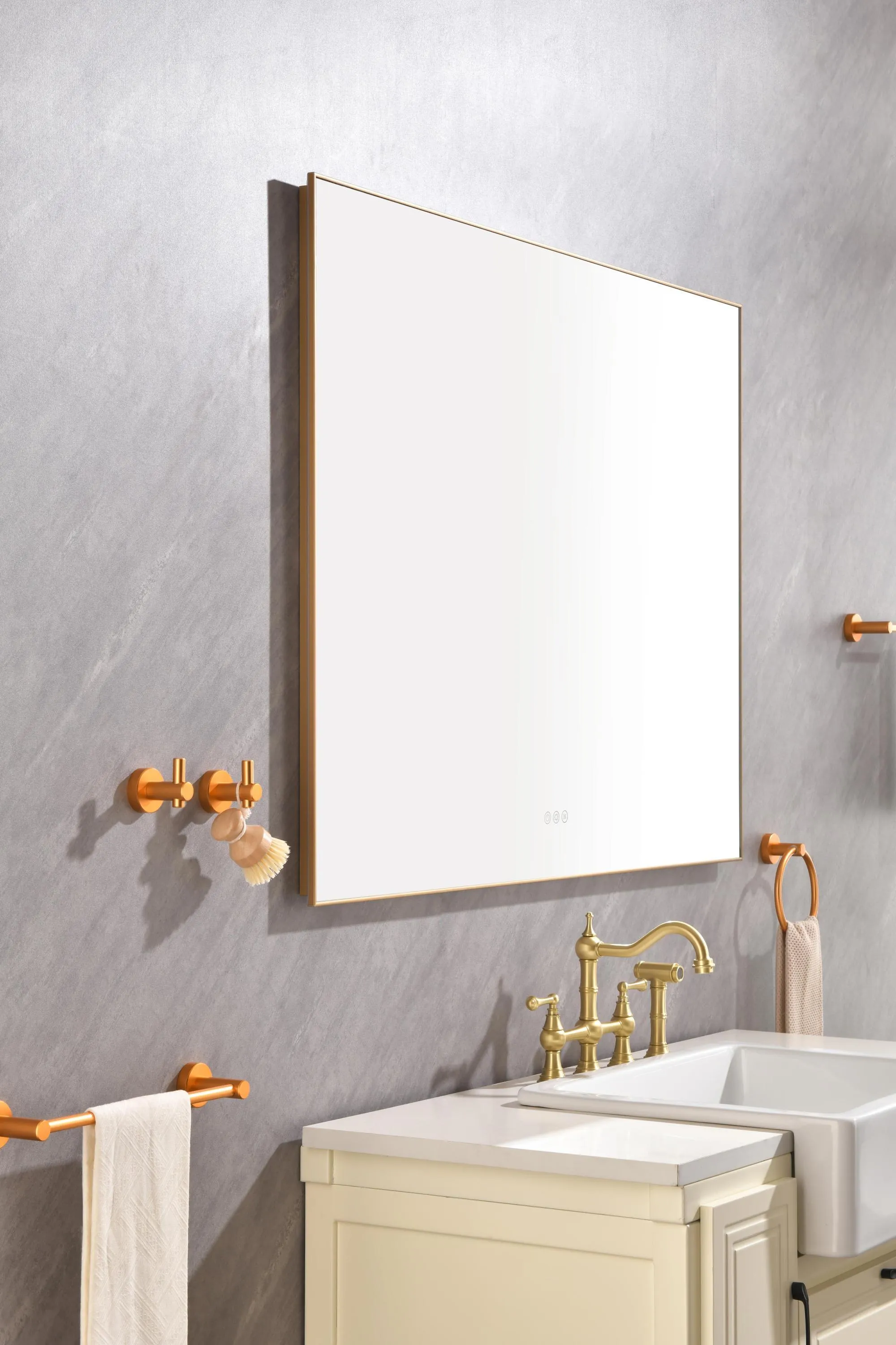 Super Bright Led Bathroom Mirror with Lights, Metal Frame Mirror Wall Mounted Lighted Vanity Mirrors for Wall, Anti Fog Dimmable Led Mirror for Makeup, Horizontal/Verti