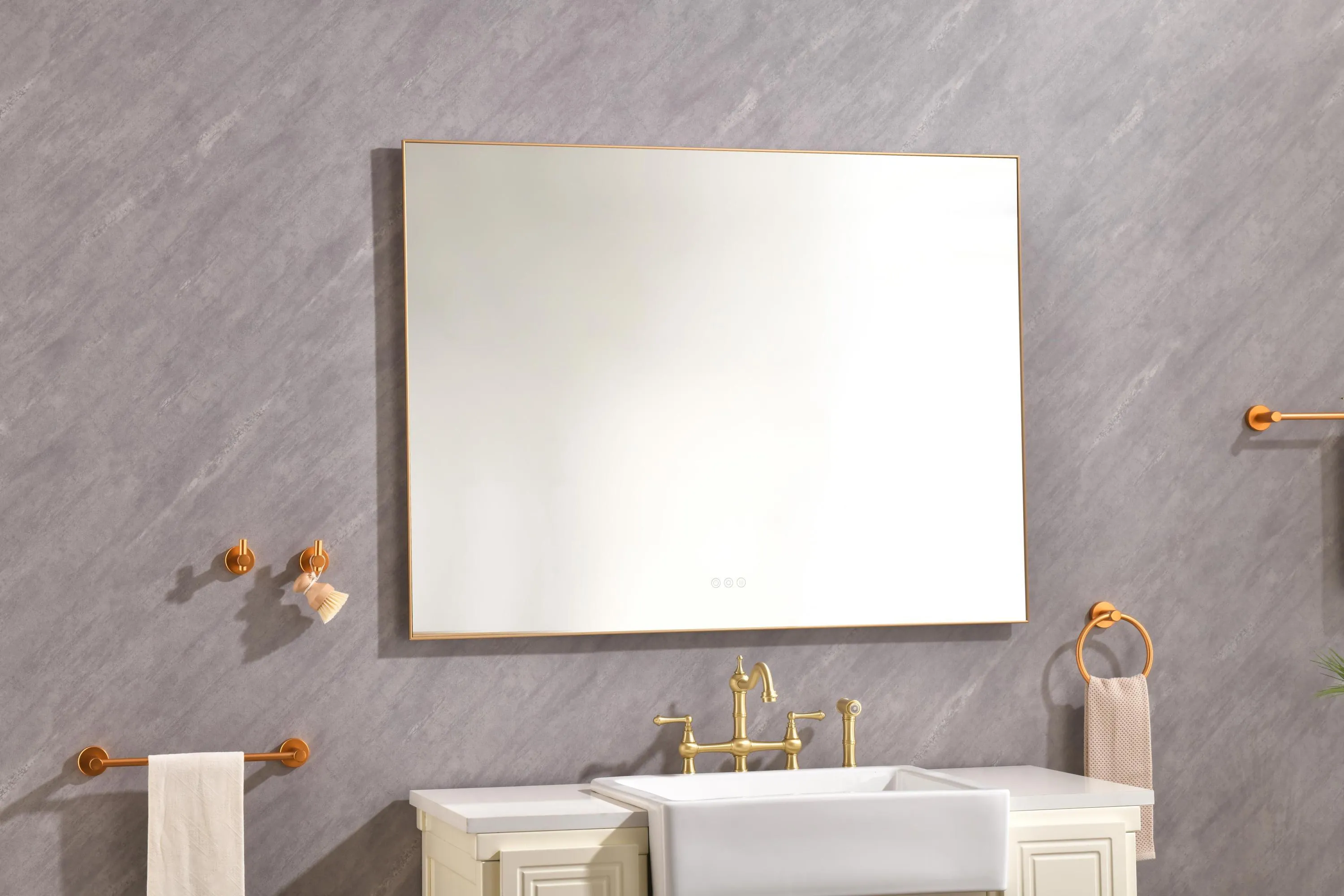 Super Bright Led Bathroom Mirror with Lights, Metal Frame Mirror Wall Mounted Lighted Vanity Mirrors for Wall, Anti Fog Dimmable Led Mirror for Makeup, Horizontal/Verti