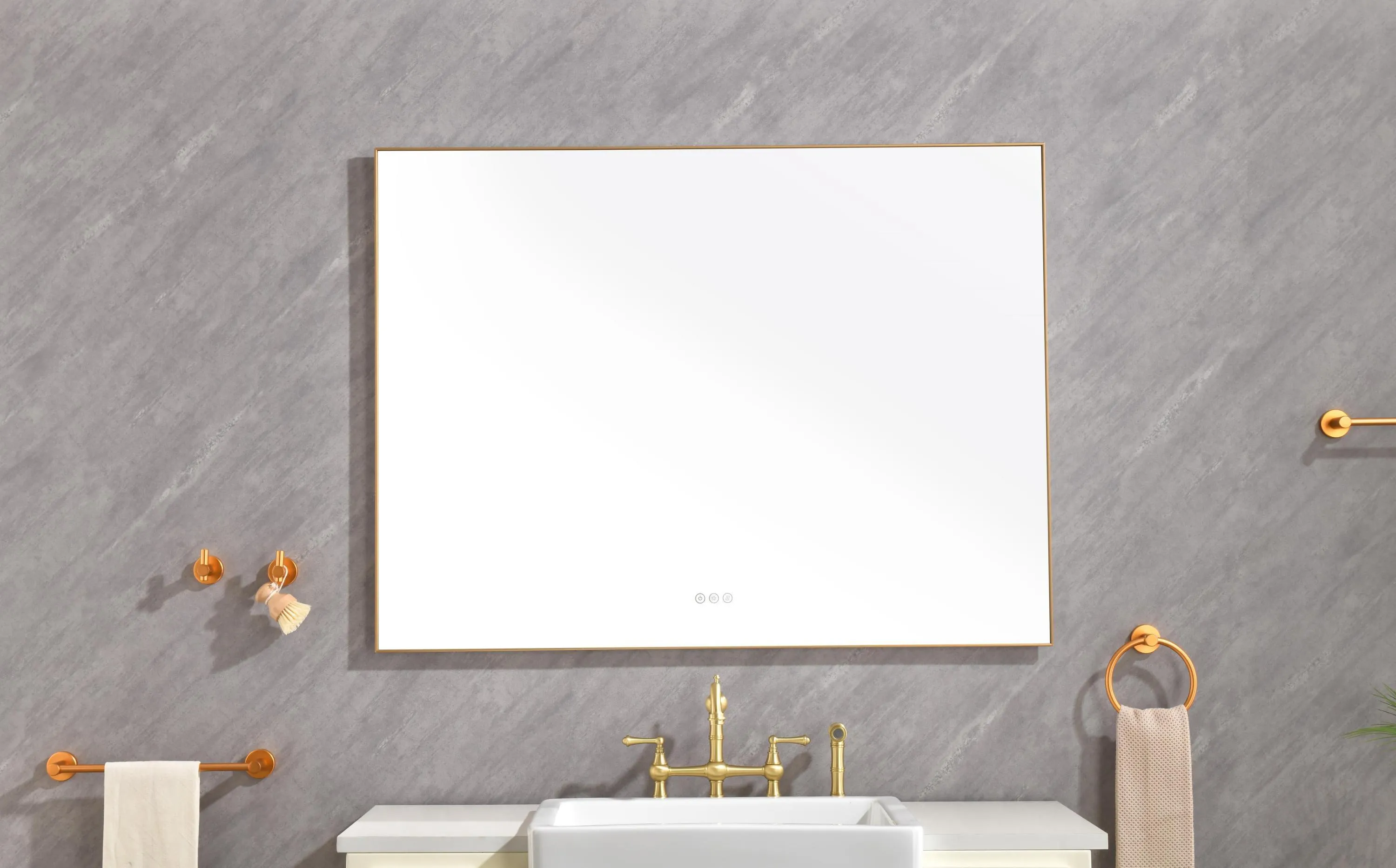 Super Bright Led Bathroom Mirror with Lights, Metal Frame Mirror Wall Mounted Lighted Vanity Mirrors for Wall, Anti Fog Dimmable Led Mirror for Makeup, Horizontal/Verti