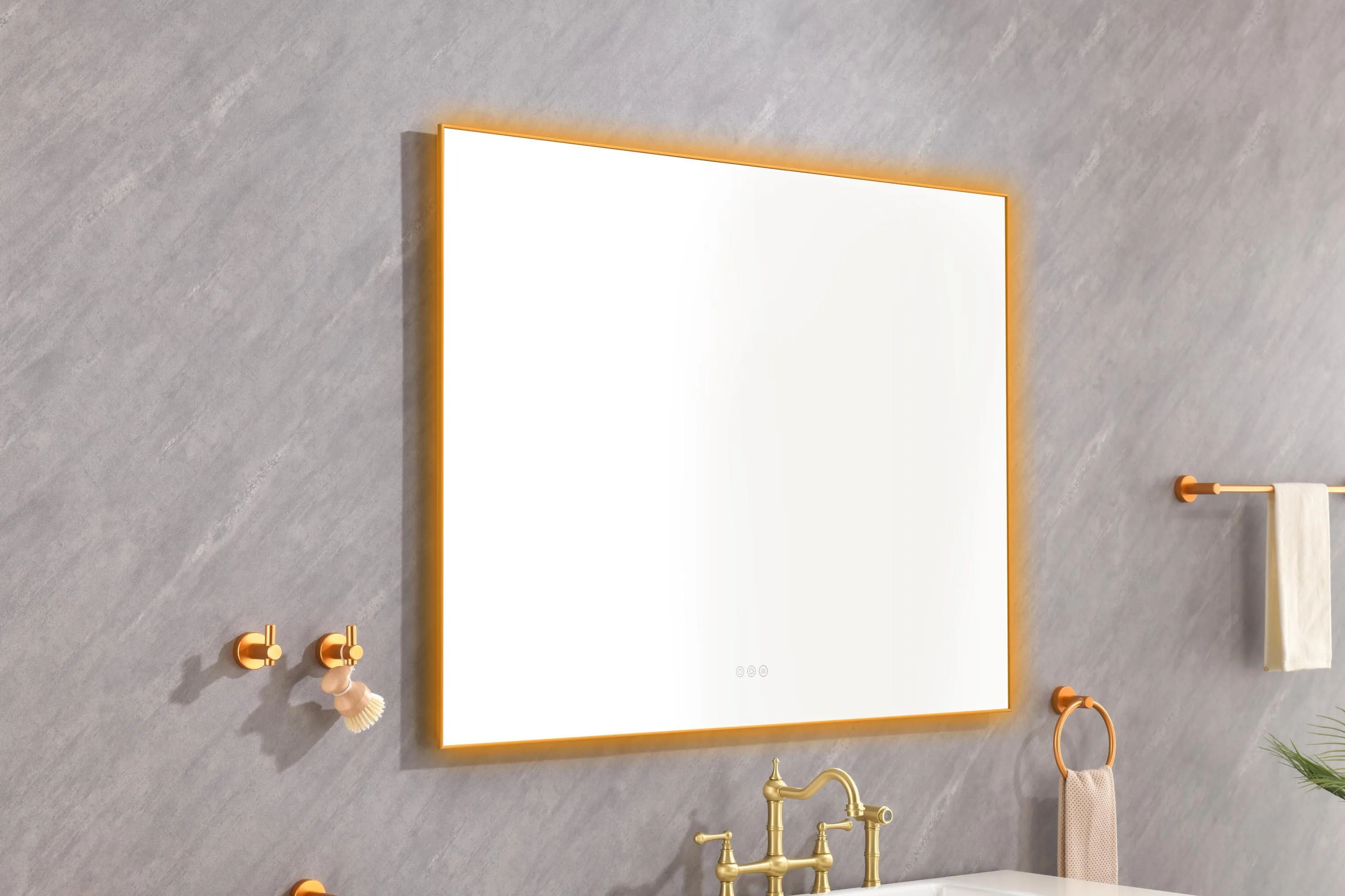 Super Bright Led Bathroom Mirror with Lights, Metal Frame Mirror Wall Mounted Lighted Vanity Mirrors for Wall, Anti Fog Dimmable Led Mirror for Makeup, Horizontal/Verti