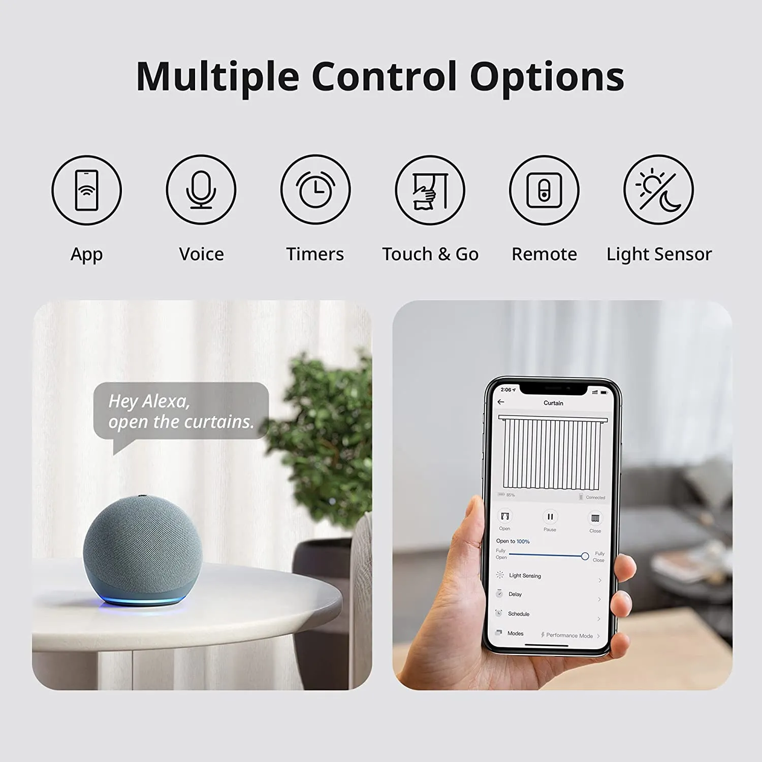 SwitchBot Curtain (Rod 2) with FREE SOLAR PANEL | Smart Curtain Controller - Add SwitchBot Hub Mini to Make it Compatible with Alexa, Google Home, IFTTT