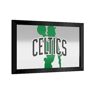 Trademark Global Wall Mirror - Ready-to-Hang Boston Celtics Fade Black Framed Rectangle Mirror - for Pub, Game Room, Garage or Home Bar