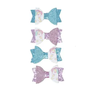 Unicorn Glitter Decorative Bow Embellishments, 1-1/8-Inch, 4-Piece