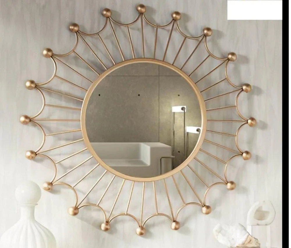 Urban Craft Alloy Steel Gold Framed Round Wall Mirror for Bathroom, Living Room, Bedroom, Dining Room, Hallway, Entryway, Pack of 161 cm/24 Inch,