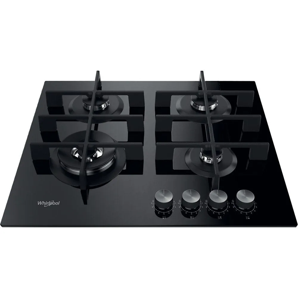 Whirlpool W Collection GOWL628NB Gas Hob, 4 Burners, 59cm Wide - Black