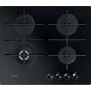 Whirlpool W Collection GOWL628NB Gas Hob, 4 Burners, 59cm Wide - Black