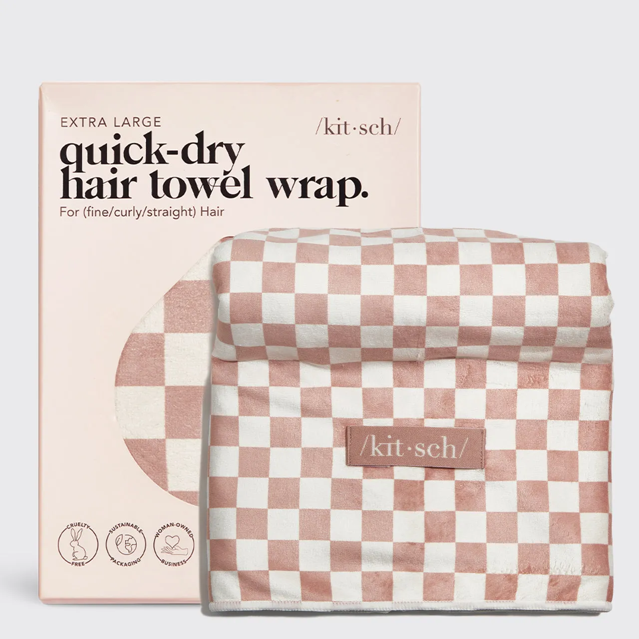 XL Quick-Dry Hair Towel Wrap - Checker